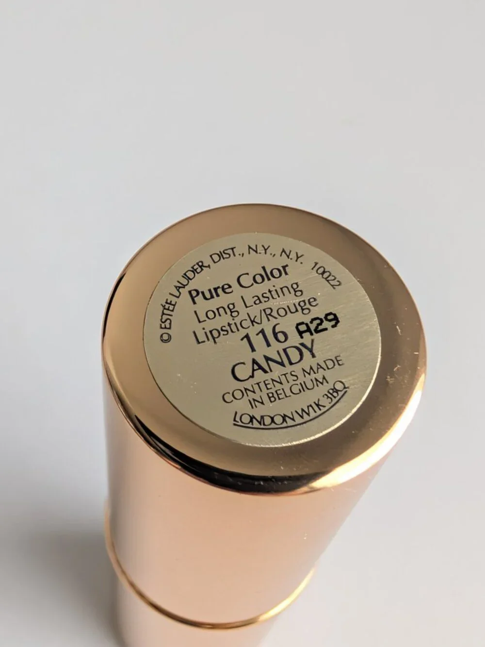 Estee Lauder Pure Color Long Lasting 116 CANDY Lipstick Gold Tube Full Size New